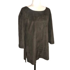 Tribal brown faux-suede top